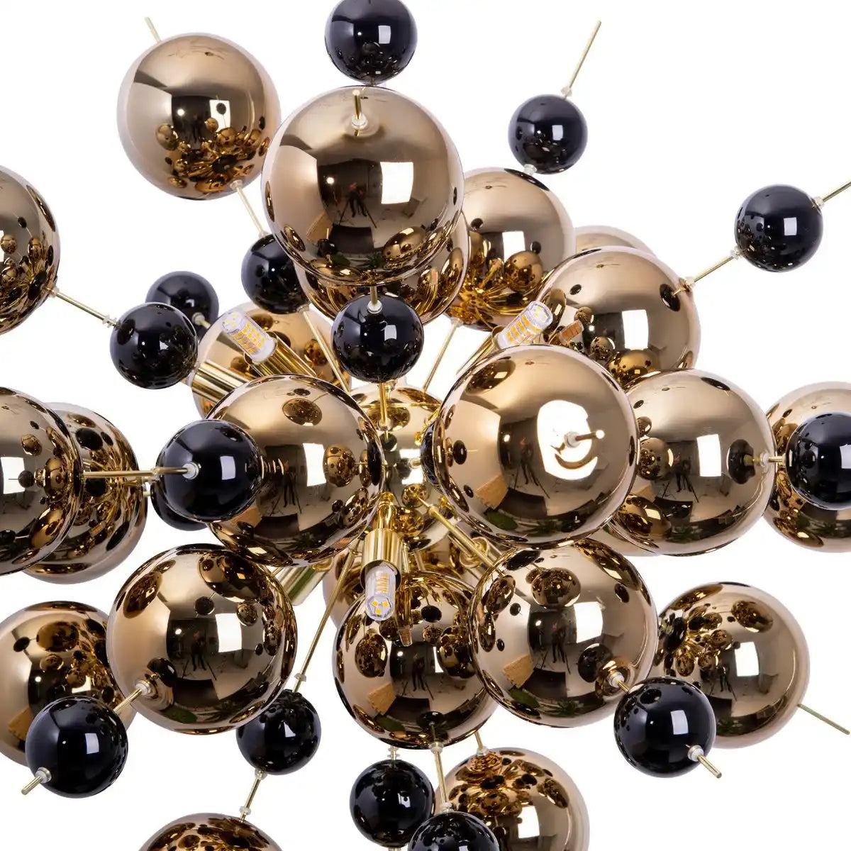 Pendelleuchte "EXPLOSION" Gold aus Metall und Glas, G9 Fassungen, Hängelampe für Esszimmer, Wohnzimmer, Diele oder Büro, Øca. 65 cm
