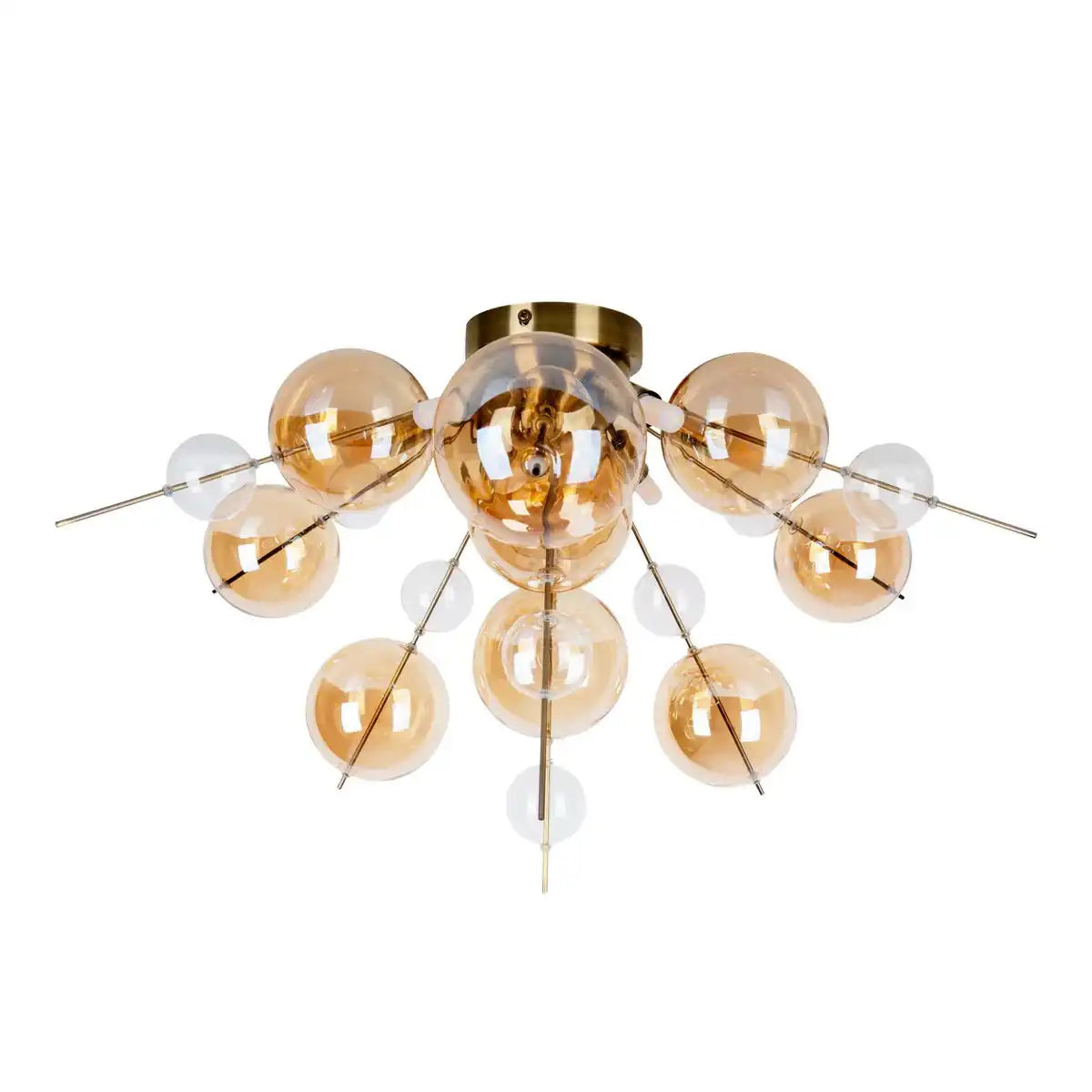 Deckenleuchte "EXPLOSION" amber aus Metall und Glas, G9 Fassungen, Deckenlampe für Esszimmer, Wohnzimmer, Diele oder Büro, Ø57 cm