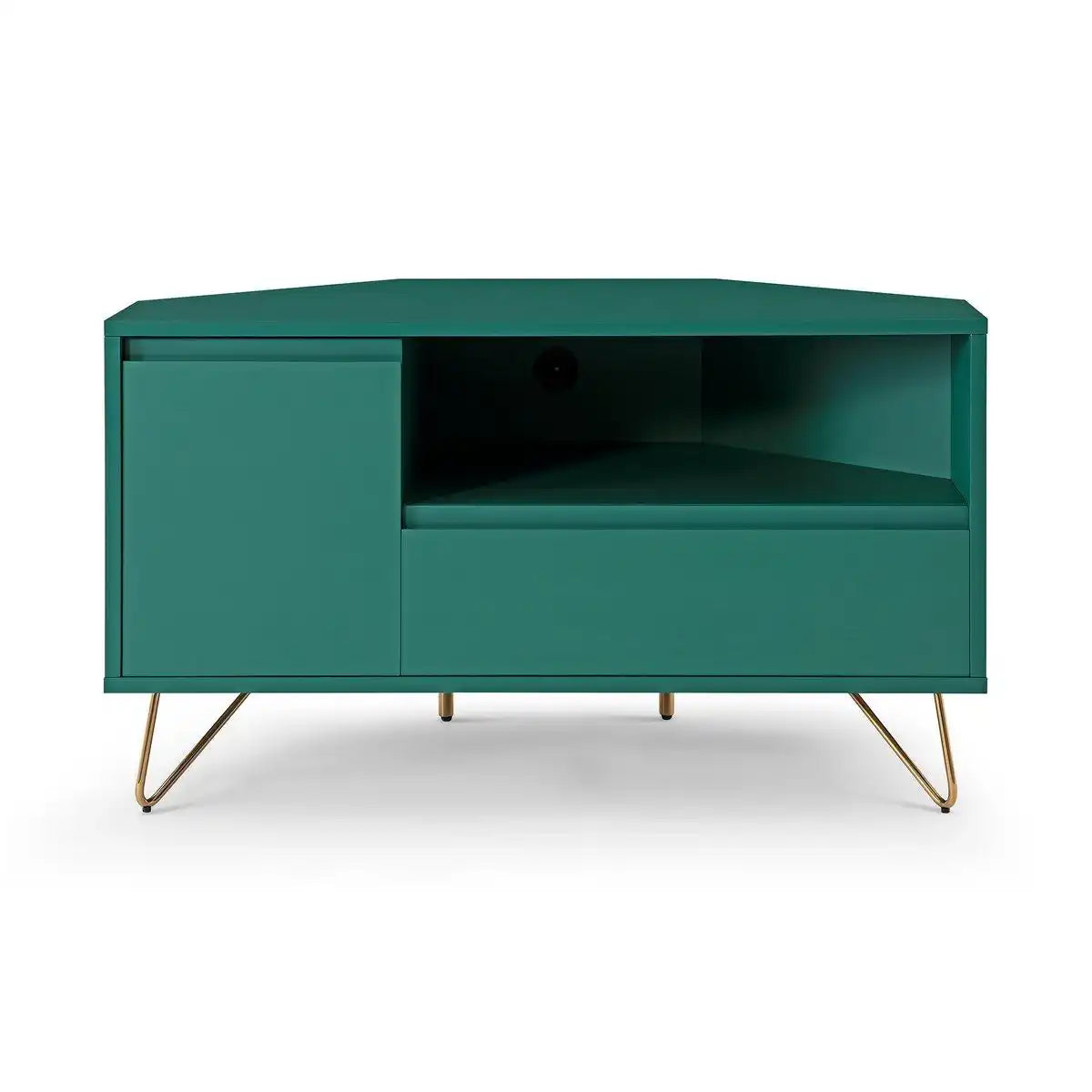 Eck TV-Lowboard mit Schublade, Klappfach und offenem Fach - HomeDesign Knaus