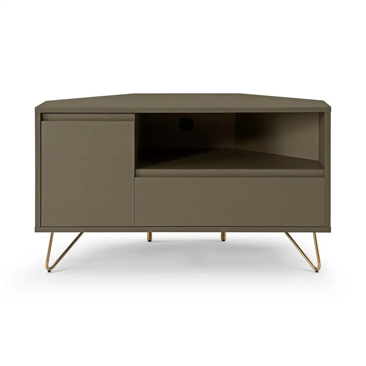 Eck TV-Lowboard mit Schublade, Klappfach und offenem Fach - HomeDesign Knaus