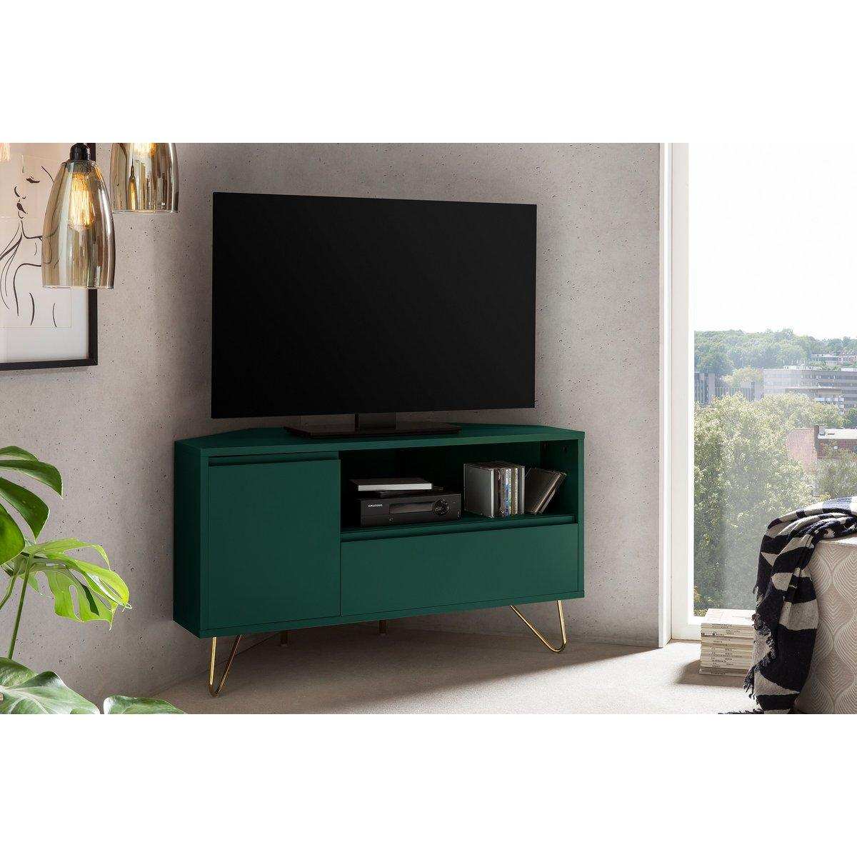 Eck TV-Lowboard mit Schublade, Klappfach und offenem Fach - HomeDesign Knaus