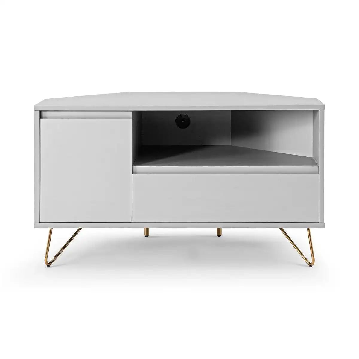 Eck TV-Lowboard mit Schublade, Klappfach und offenem Fach - HomeDesign Knaus