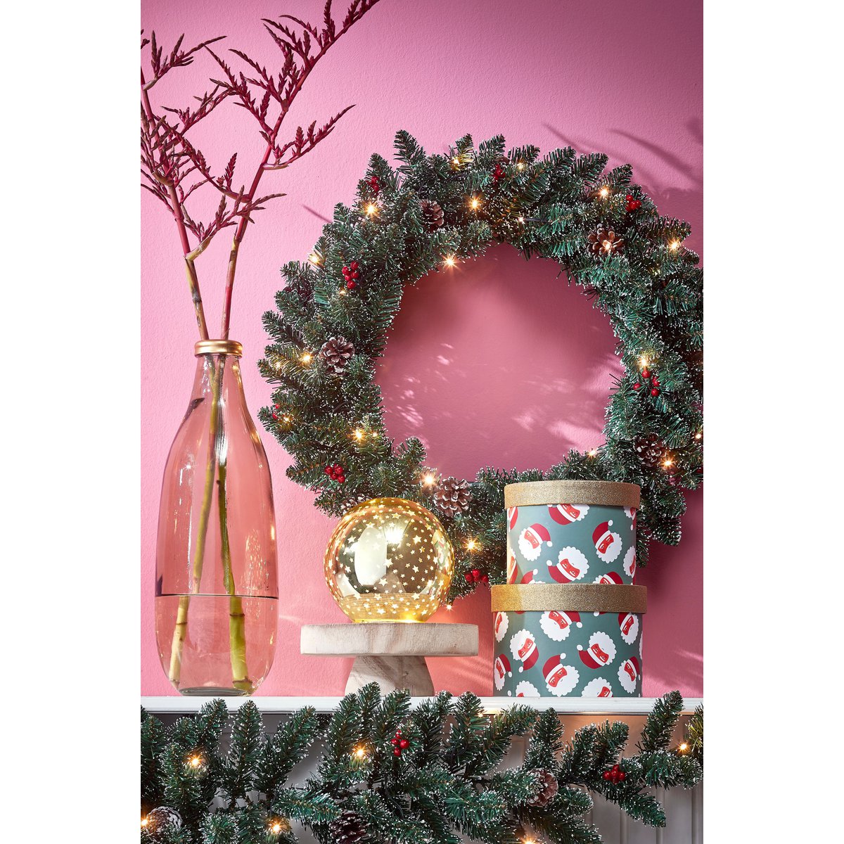 Creston Weihnachtskranz mit LED-Beleuchtung – Ø60 cm – Grün