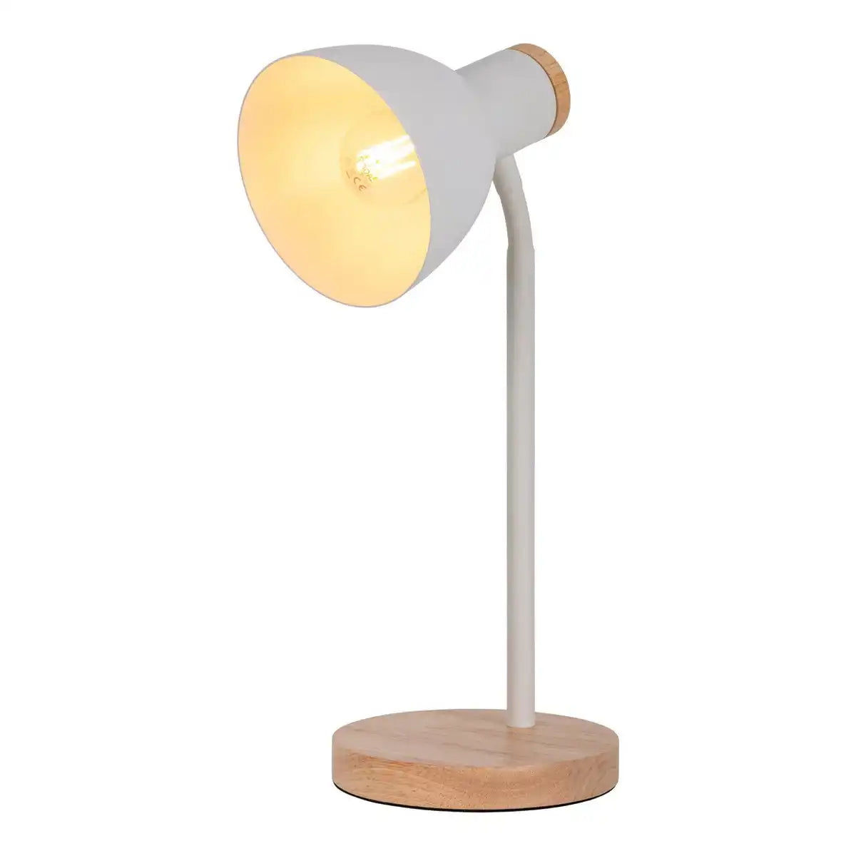 Schreibtischleuchte "MARIE" aus Metall und Holz, E14, Weiß, 36,5 cm hoch