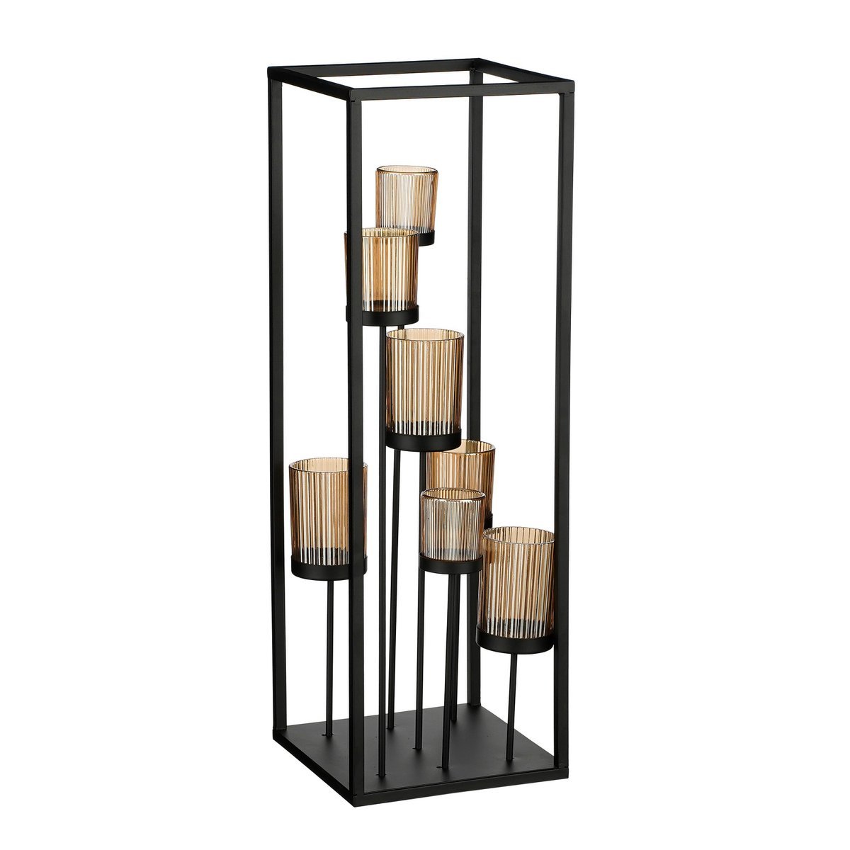 Lomond Kerzenhalter – L21 x B21 x H61 cm – Metall – Schwarz, Gold