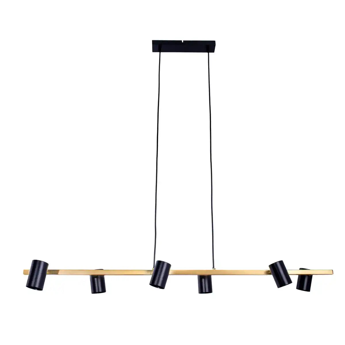 6er Pendelleuchte "FRIDA" in Metall schwarz / Gold, Hängeleuchte, GU10, Pendellampe für Esszimmer, Wohnzimmer, Diele oder Büro, 115 cm lang
