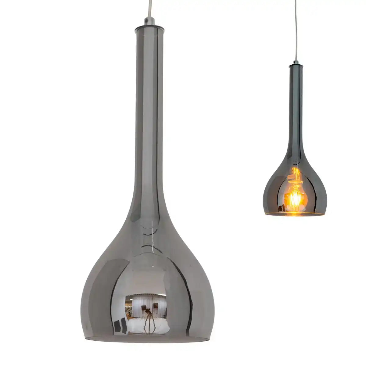 Pendelleuchte "VASO", Hängelampe aus Metall und Rauchglas in Anthrazit, E27-Fassung, für Esszimmer, Wohnzimmer, Diele oder Büro, mit einem Øvon 16 cm