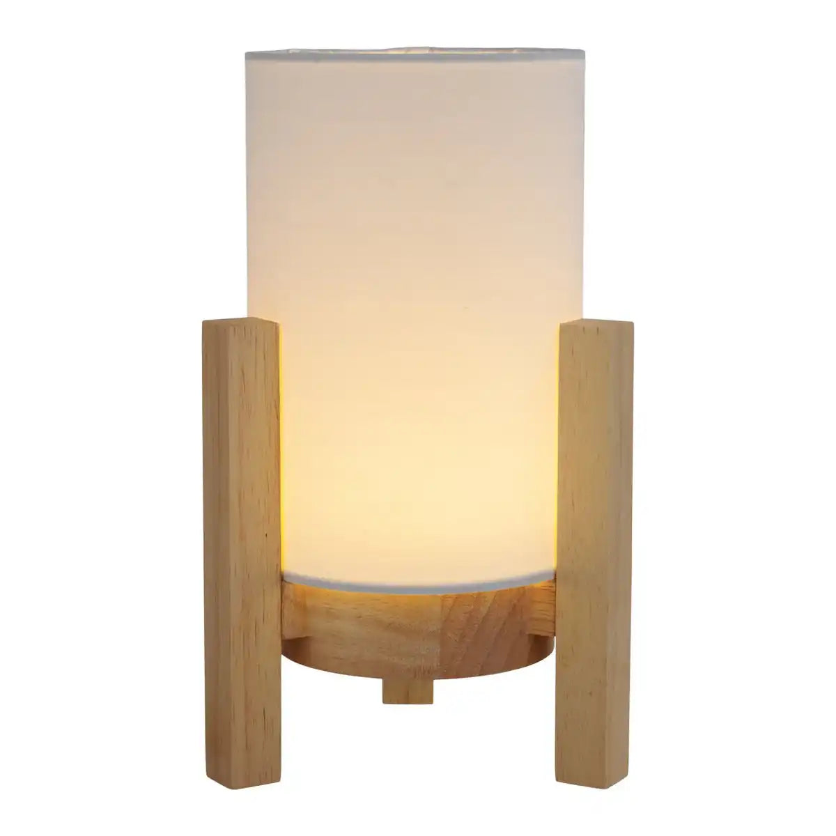 Akkutischleuchte "MADITA" 25 cm hoch, in Weiß/Natur, mit integrierter LED, dimmbar mit Berührungssensor