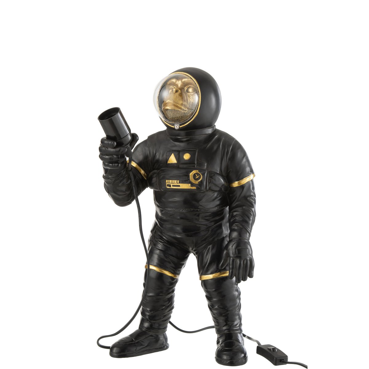 J-Line Astronaut Tischlampe – Polyester – Schwarz/Gold