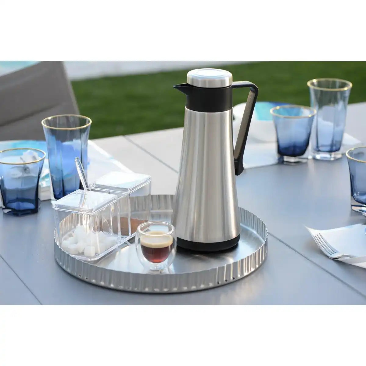 EDELSTAHL UND SCHWARZER ISOTHERMISCHER KAFFEEHERSTELLER 1L - HomeDesign Knaus