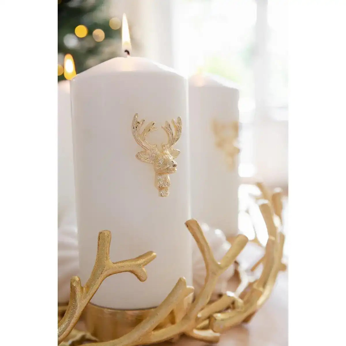 EDZARD 3er Set Kerzenpin Kerzenstecker Elch, Aluminium vernickelt goldfarben, Höhe 6 cm - HomeDesign Knaus