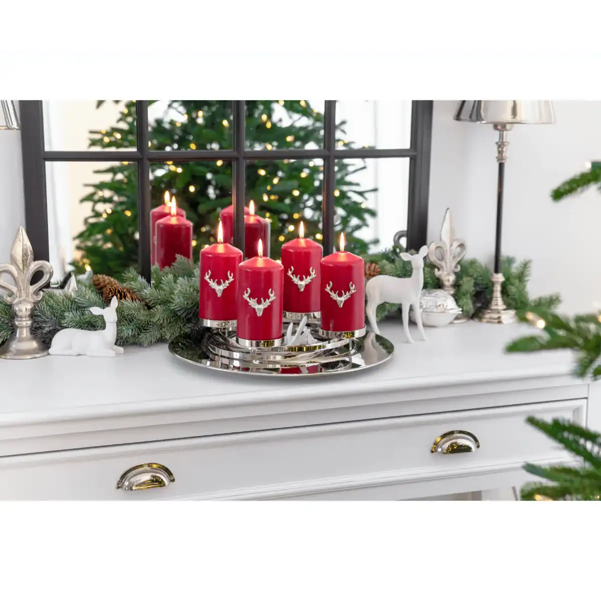 EDZARD 3er Set Kerzenpin Kerzenstecker Elch, Aluminium vernickelt, Höhe 4,5 cm - HomeDesign Knaus
