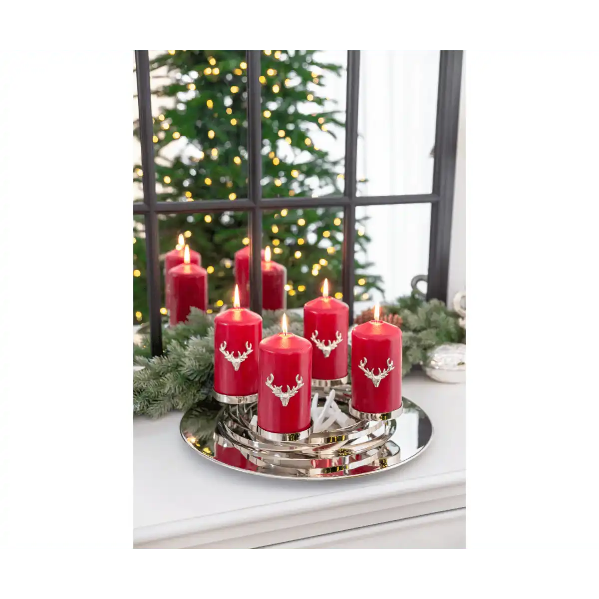 EDZARD 3er Set Kerzenpin Kerzenstecker Elch, Aluminium vernickelt, Höhe 4,5 cm - HomeDesign Knaus