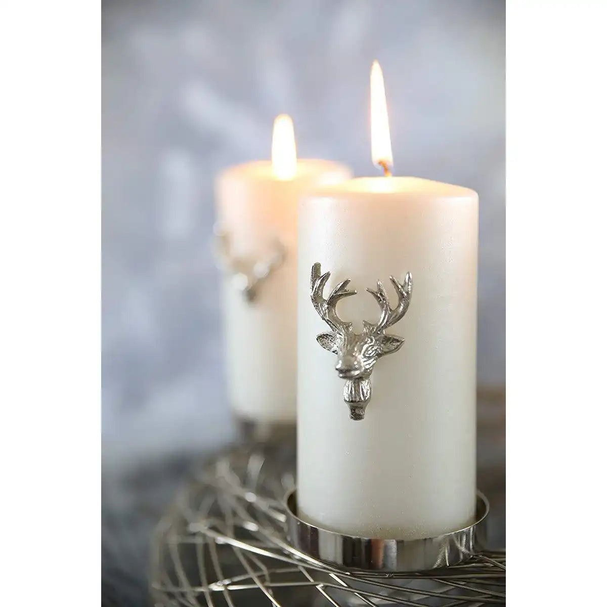 EDZARD 3er Set Kerzenpin Kerzenstecker Elch, Aluminium vernickelt, Höhe 6 cm - HomeDesign Knaus