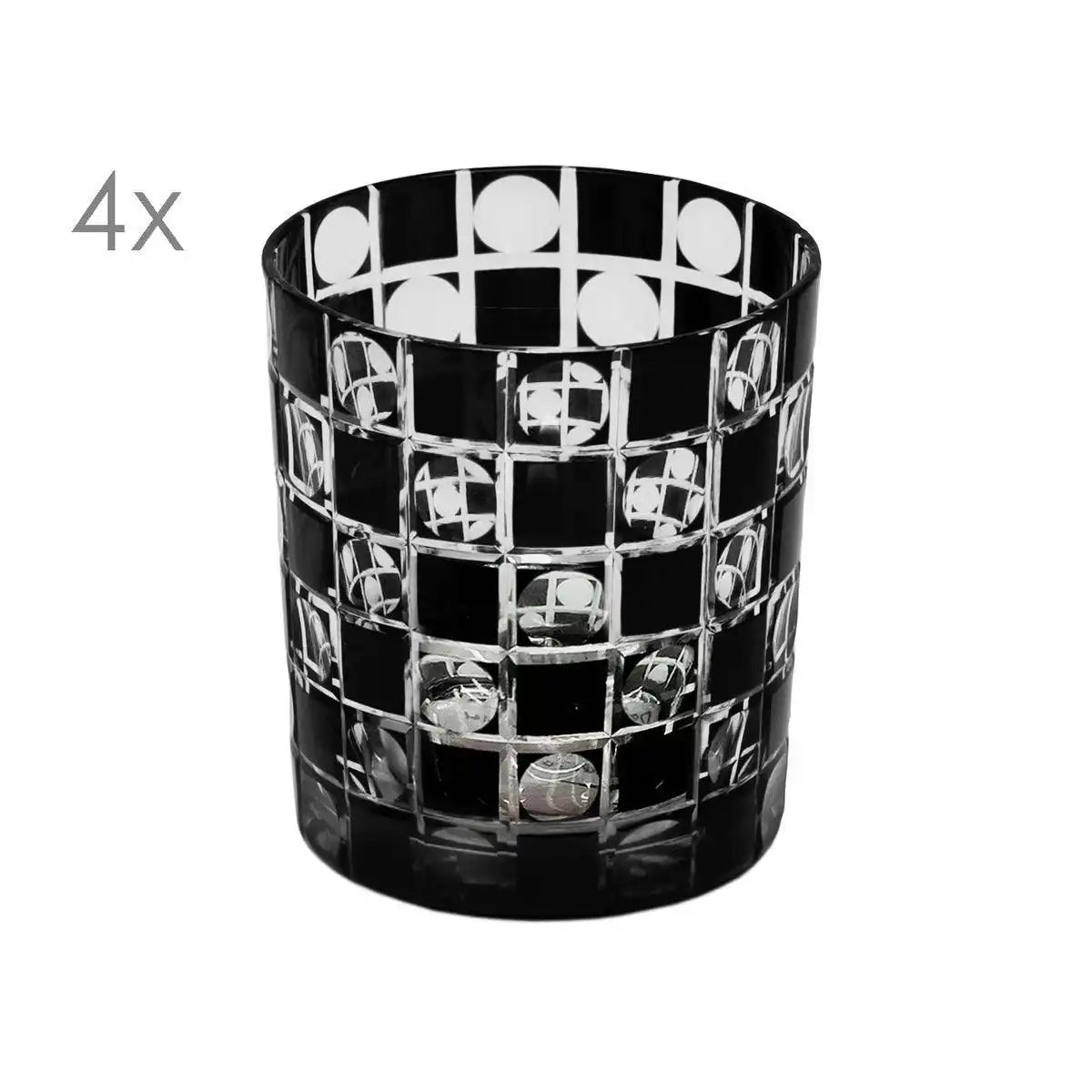 EDZARD 4er Set Kristallgläser Diego, schwarz, handgeschliffenes Glas , Höhe 9 cm, Füllmenge 0,25 Liter - HomeDesign Knaus