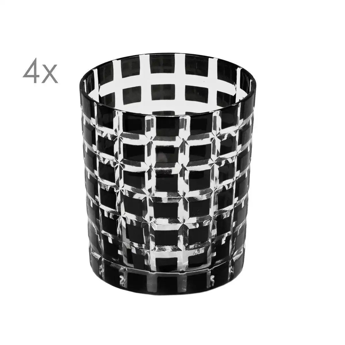 EDZARD 4er Set Kristallgläser Marco, schwarz, handgeschliffenes Glas , Höhe 9 cm, Füllmenge 0,25 Liter - HomeDesign Knaus