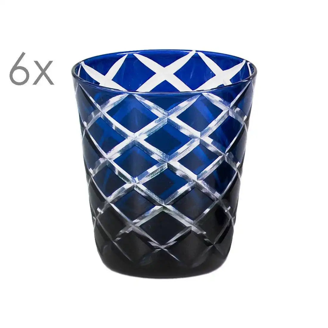 EDZARD 6er Set Kristallgläser Dio, blau, handgeschliffenes Glas , Höhe 10 cm, Füllmenge 0,23 Liter - HomeDesign Knaus