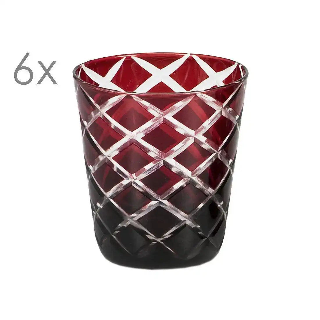 EDZARD 6er Set Kristallgläser Dio, rot, handgeschliffenes Glas , Höhe 10 cm, Füllmenge 0,23 Liter - HomeDesign Knaus