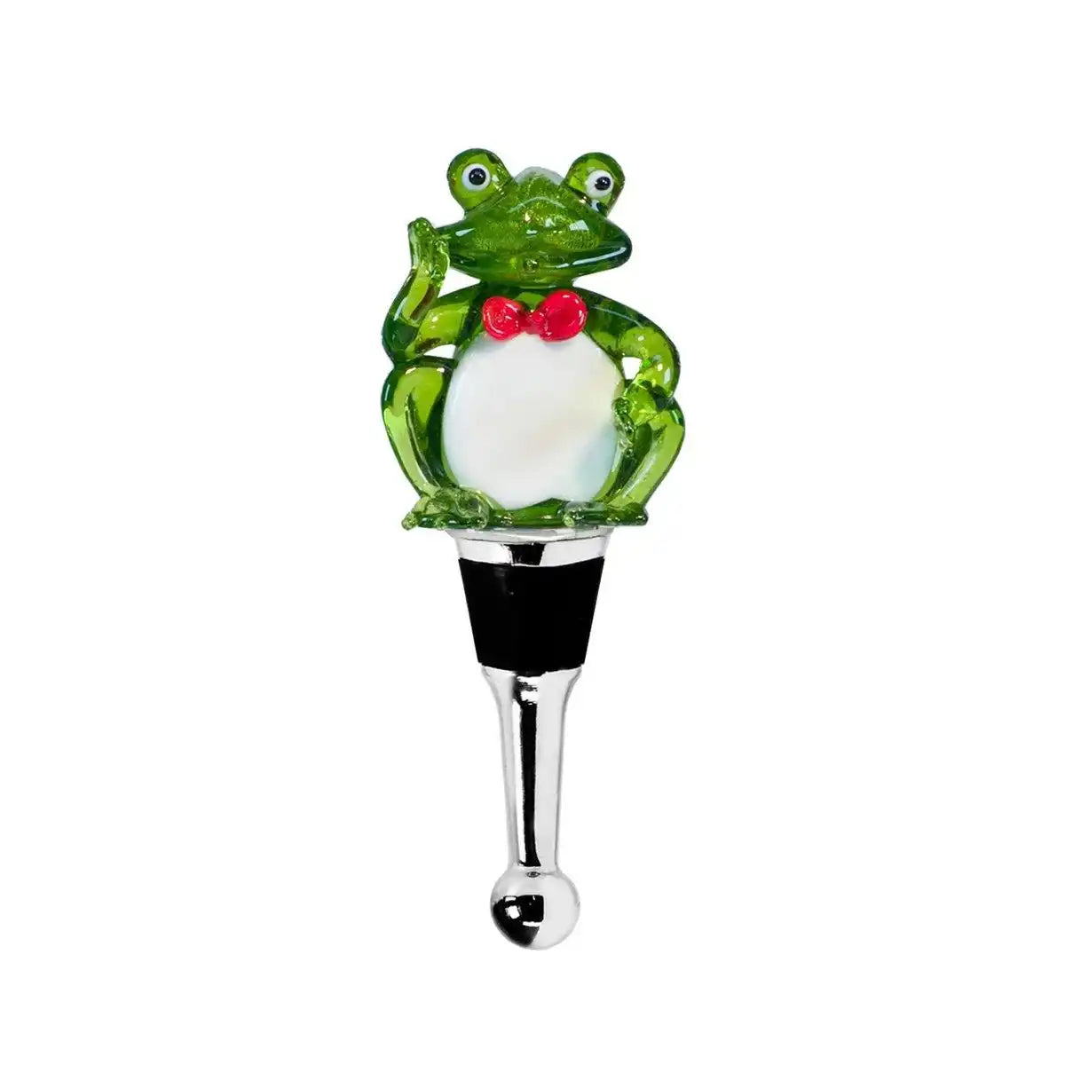 EDZARD Flaschenverschluss Frosch für Champagner, Wein und Sekt, Höhe 11 cm, Muranoglas-Art, Handarbeit - HomeDesign Knaus