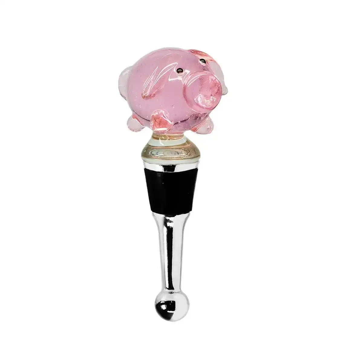 EDZARD Flaschenverschluss Schwein für Champagner, Wein und Sekt, Höhe 10 cm, Muranoglas-Art, Handarbeit - HomeDesign Knaus