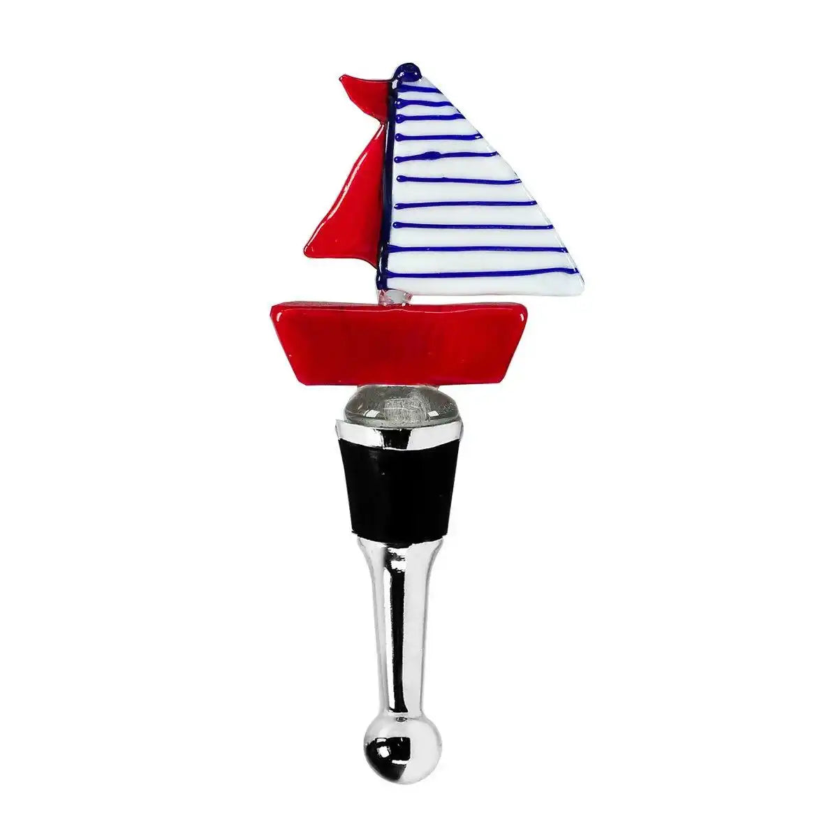 EDZARD Flaschenverschluss Segelboot für Champagner, Wein und Sekt, Höhe 13 cm, Muranoglas-Art, Handarb - HomeDesign Knaus