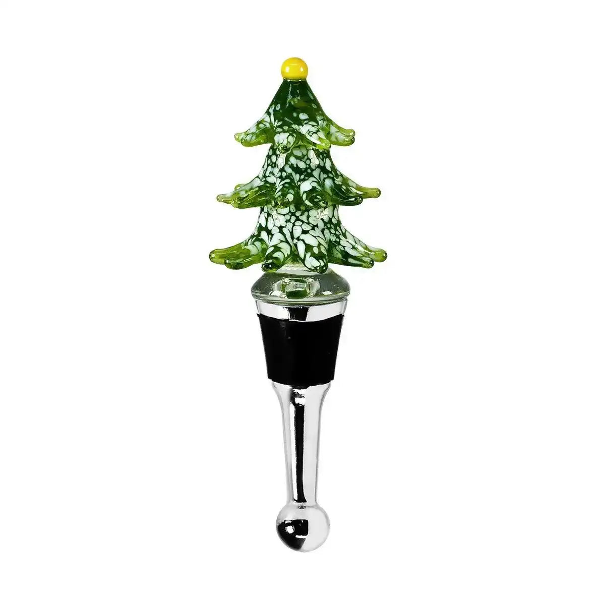 EDZARD Flaschenverschluss Tannenbaum grün für Champagner, Wein und Sekt, Höhe 13 cm, Muranoglas-Art, Handar - HomeDesign Knaus