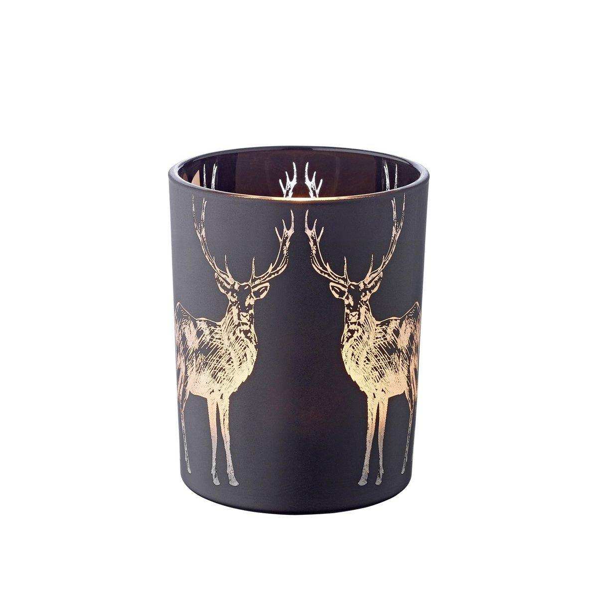 EDZARD Teelichthalter Tiu, matt-schwarzes Glas, Höhe 13 cm - HomeDesign Knaus