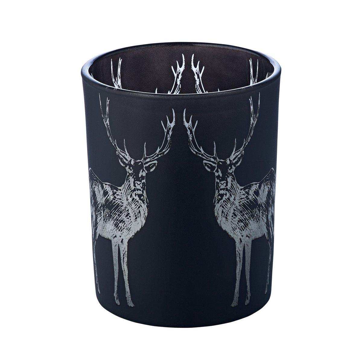 EDZARD Teelichthalter Tiu, matt-schwarzes Glas, Höhe 13 cm - HomeDesign Knaus