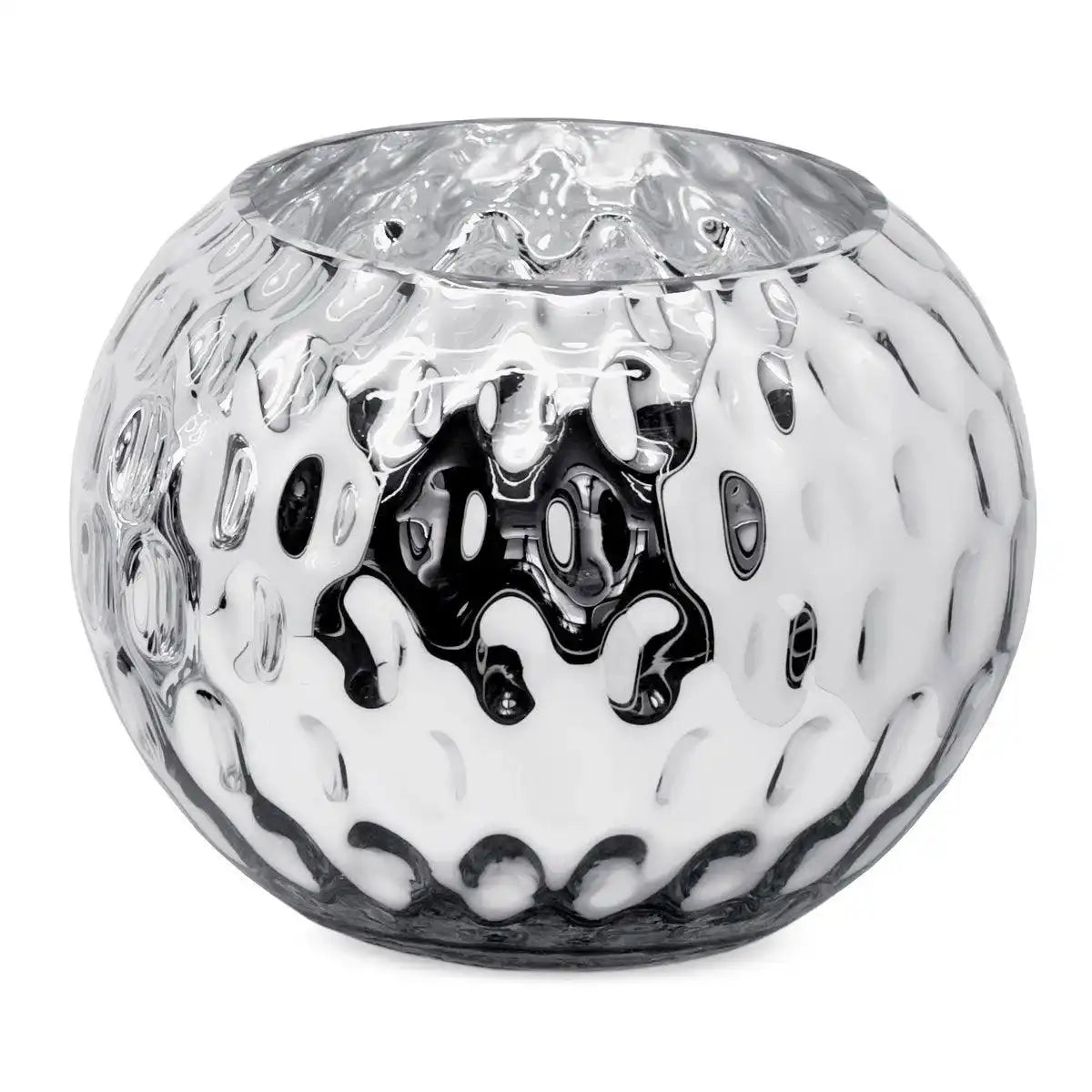 EDZARD Vase San Juan, Glas silbern beschichtet, Höhe 19 cm, Durchmesser 25 cm, Öffnung Durchmesser 16 cm - HomeDesign Knaus