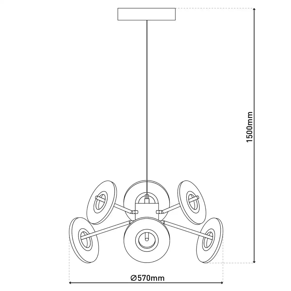 LED Pendelleuchte "DISCUS" aus schwarzem Metall und weißem Kunststoffmit fest verbauten LEDs, Hängelampe für Esszimmer, Wohnzimmer, Diele oder Büro mit einem Øvon ca. 57 cm
