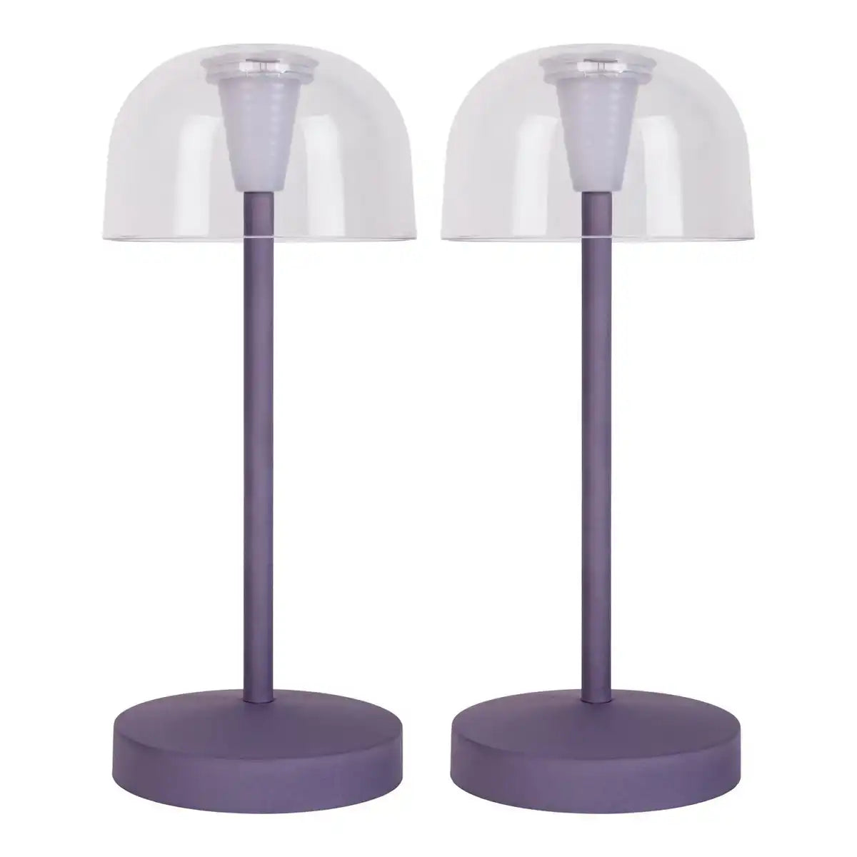 2-er Set LED-Akku-Tischleuchte "Gomba" für Außen und Innen, aus Metall und Kunststoff in Brombeere , 18,5 cm hoch