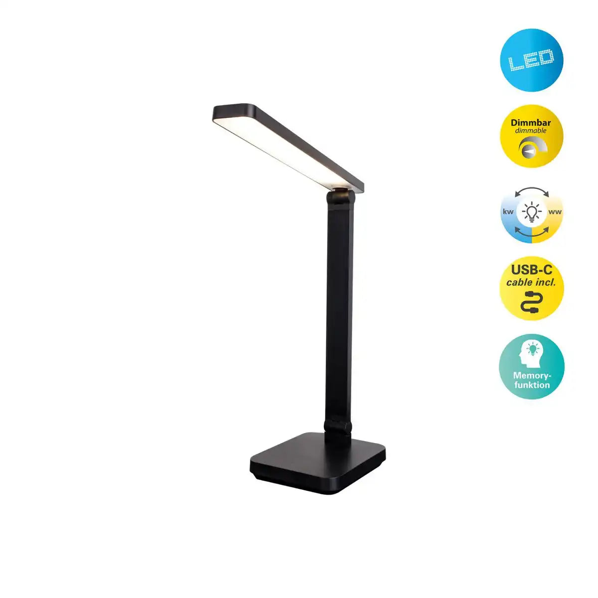 LED Tischleuchte "MOVER" schwarz, Metall und Kunststoff, 38 cm hoch, dimmbar, CCT-Farbwechsler