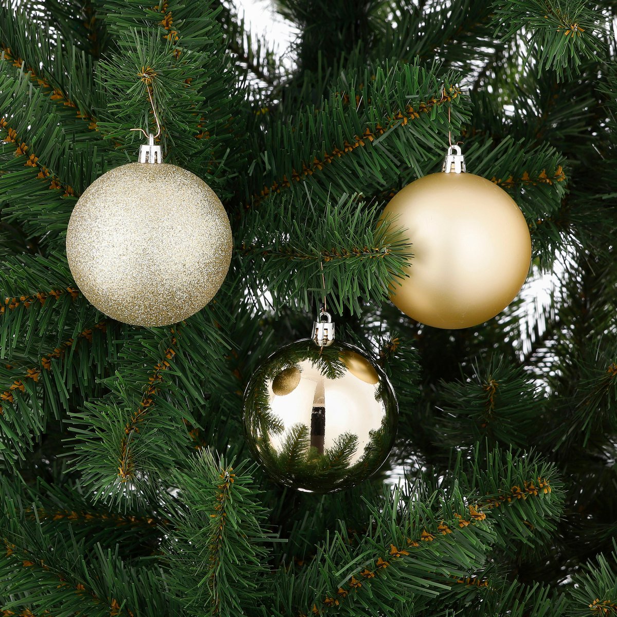 25 Stück Weihnachtskugeln-Set aus Kunststoff Champagner