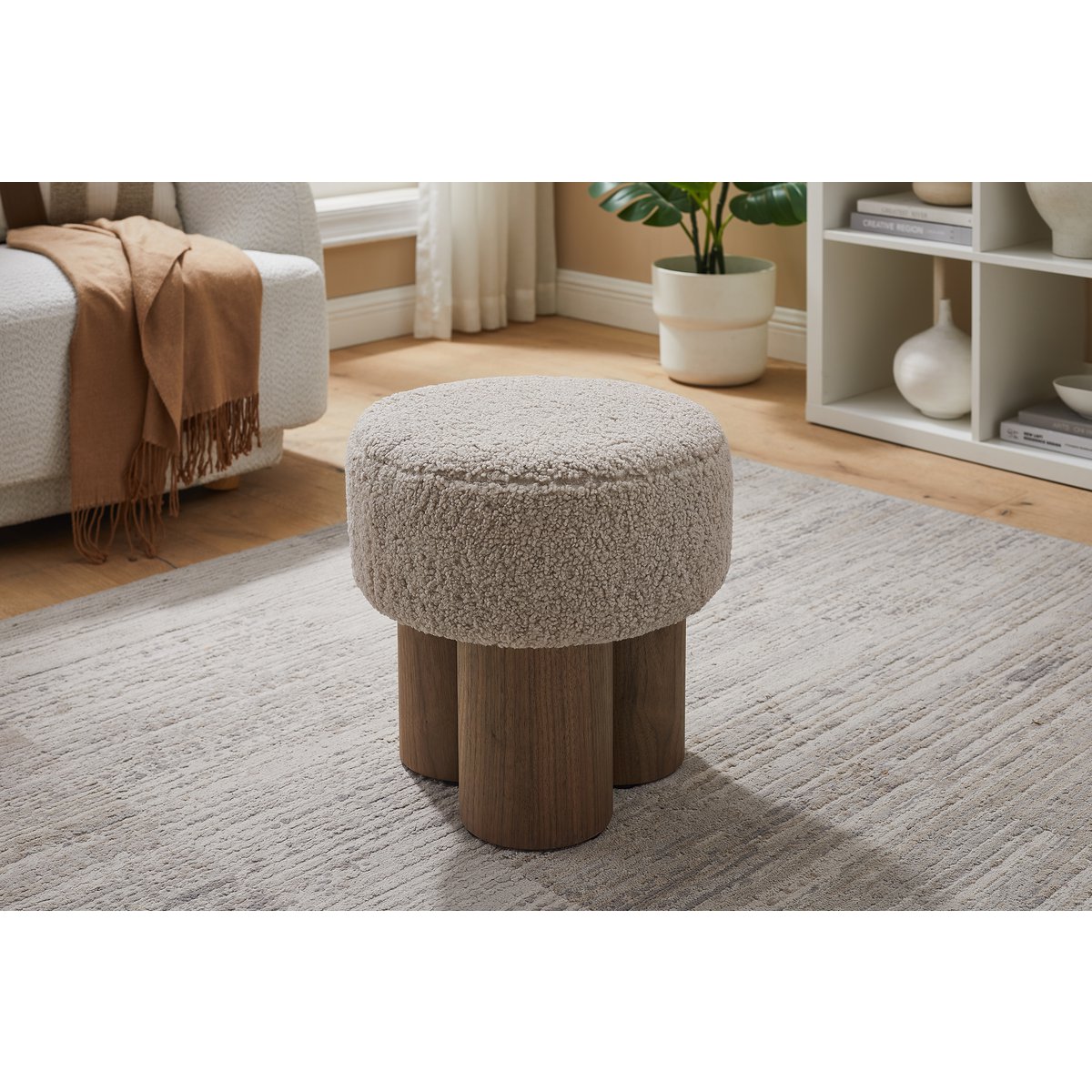 Sitzpouf Ø 50 cm Walnuss/Braun