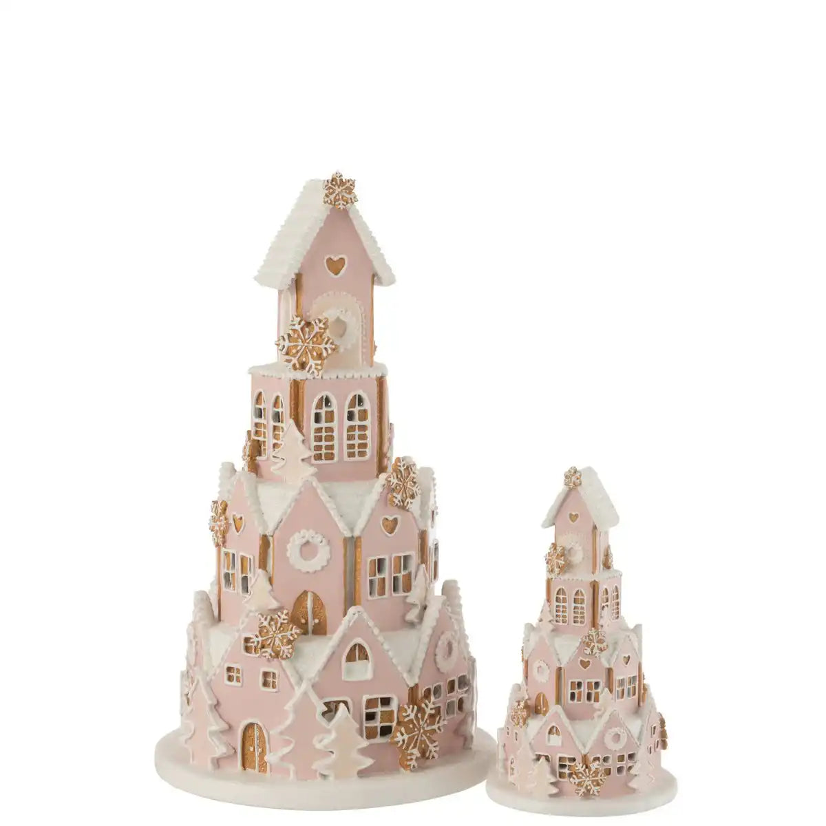 J -Linie Dekoration Lebkuchenhaus - Polyresin - Pink/Weiß - groß