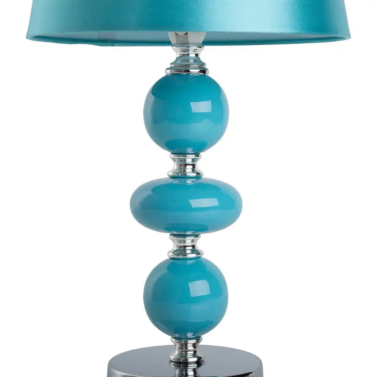 Keramik Tischleuchte "ARAGA" 36 cm hoch, Tischlampe aus Metall, Keramik, mit Textilschirm, türkis, mit E14-Fassung, Beleuchtung für Esszimmer, Wohnzimmer, Diele oder Büro