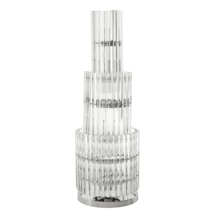 Elrado Glamouröse Tischleuchte Nickel-Finish sauberes Glas Handarbeit - HomeDesign Knaus