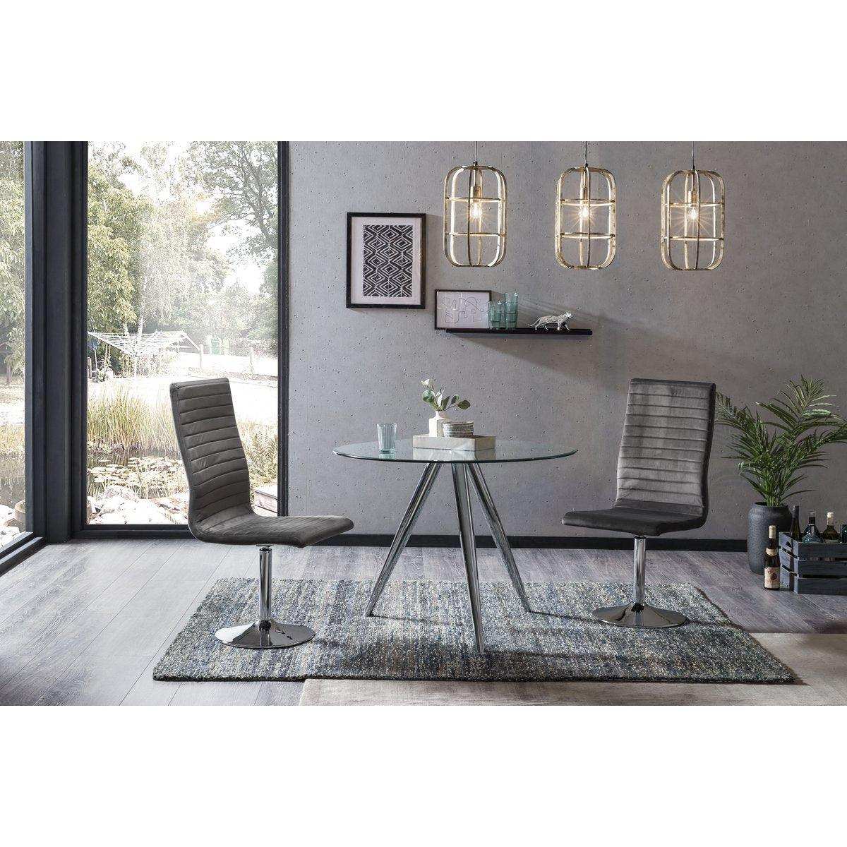 Esstisch rund mit Glasplatte und Chromgestell Ø100 cm - HomeDesign Knaus