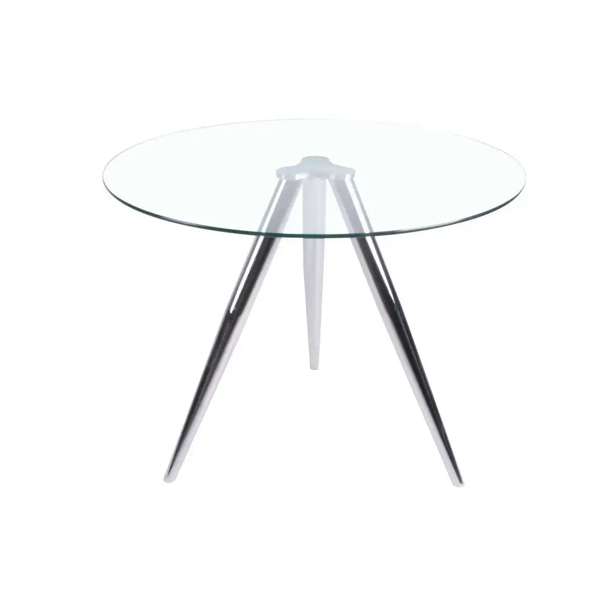 Esstisch rund mit Glasplatte und Chromgestell Ø100 cm - HomeDesign Knaus