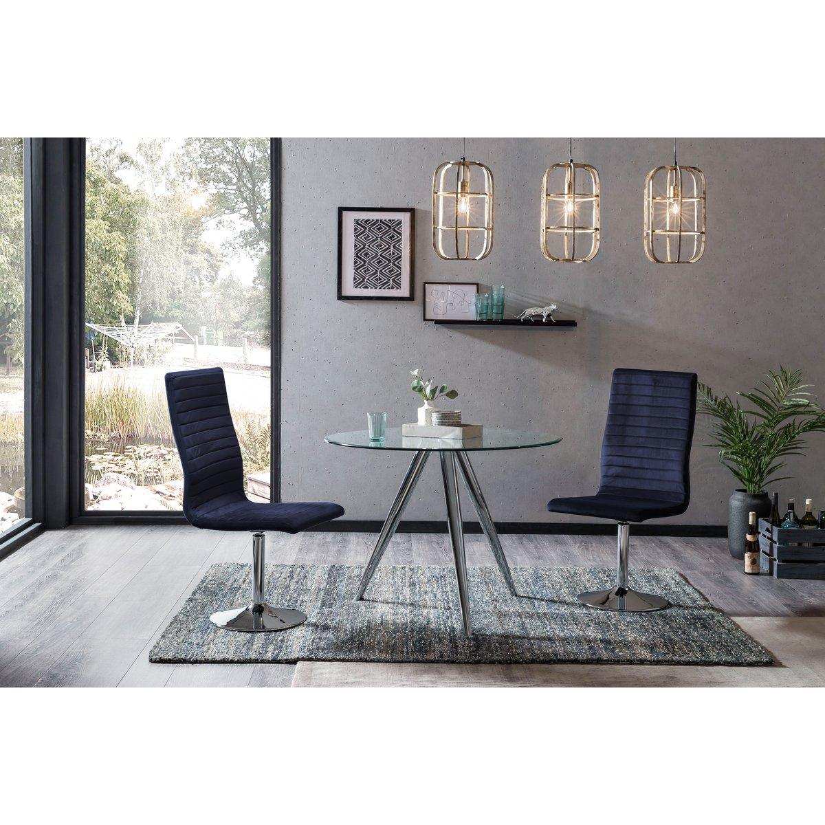 Esstisch rund mit Glasplatte und Chromgestell Ø100 cm - HomeDesign Knaus