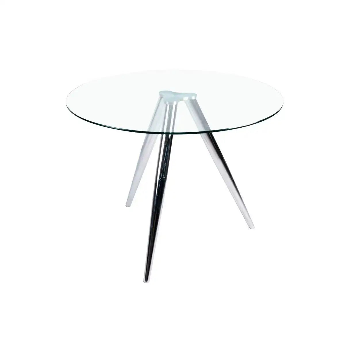 Esstisch rund mit Glasplatte und Chromgestell Ø100 cm - HomeDesign Knaus