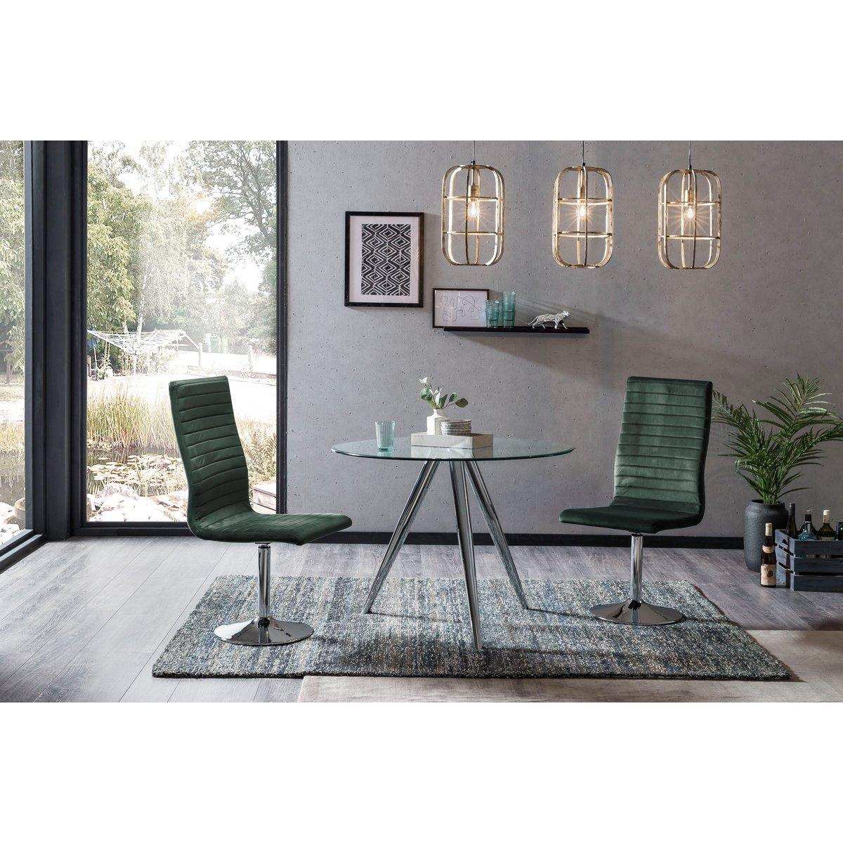 Esstisch rund mit Glasplatte und Chromgestell Ø100 cm - HomeDesign Knaus