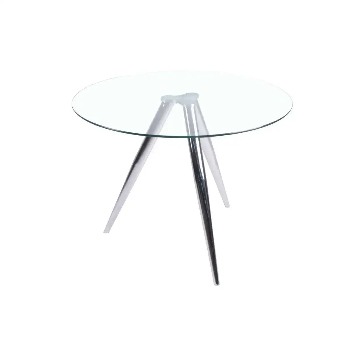 Esstisch rund mit Glasplatte und Chromgestell Ø100 cm - HomeDesign Knaus
