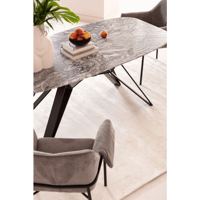 Esszimmertisch Esstisch Okinawa Stahl pulverbeschichtet Granit 180x90cm - HomeDesign Knaus