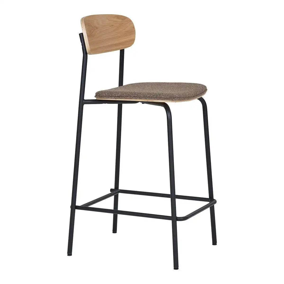 Estepona Counter Chair – Natur/Braun/Schwarz, Stahl, Polyester, Sperrholz, 49 x 42,5 x 95 cm – 2er-Set - HomeDesign Knaus
