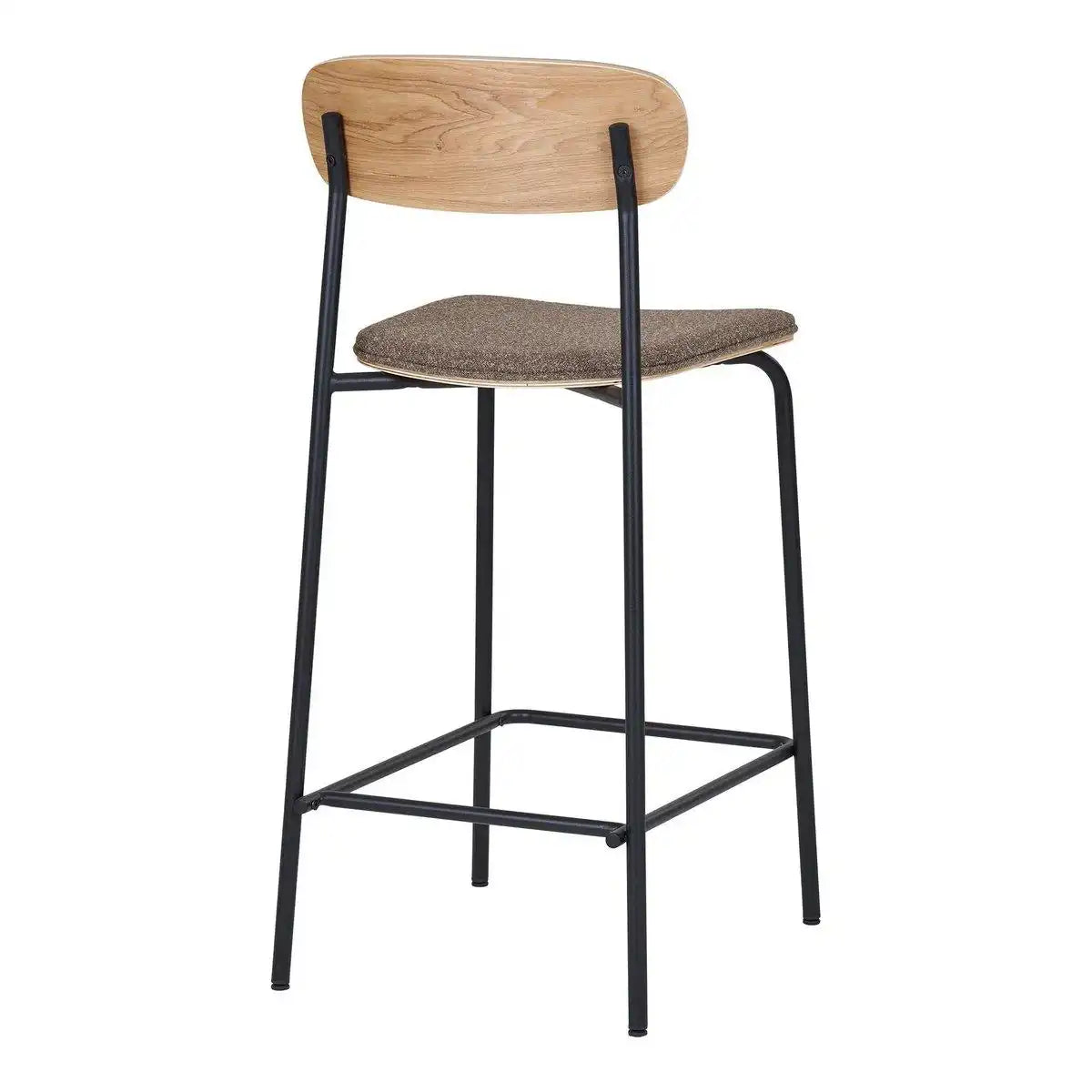 Estepona Counter Chair – Natur/Braun/Schwarz, Stahl, Polyester, Sperrholz, 49 x 42,5 x 95 cm – 2er-Set - HomeDesign Knaus