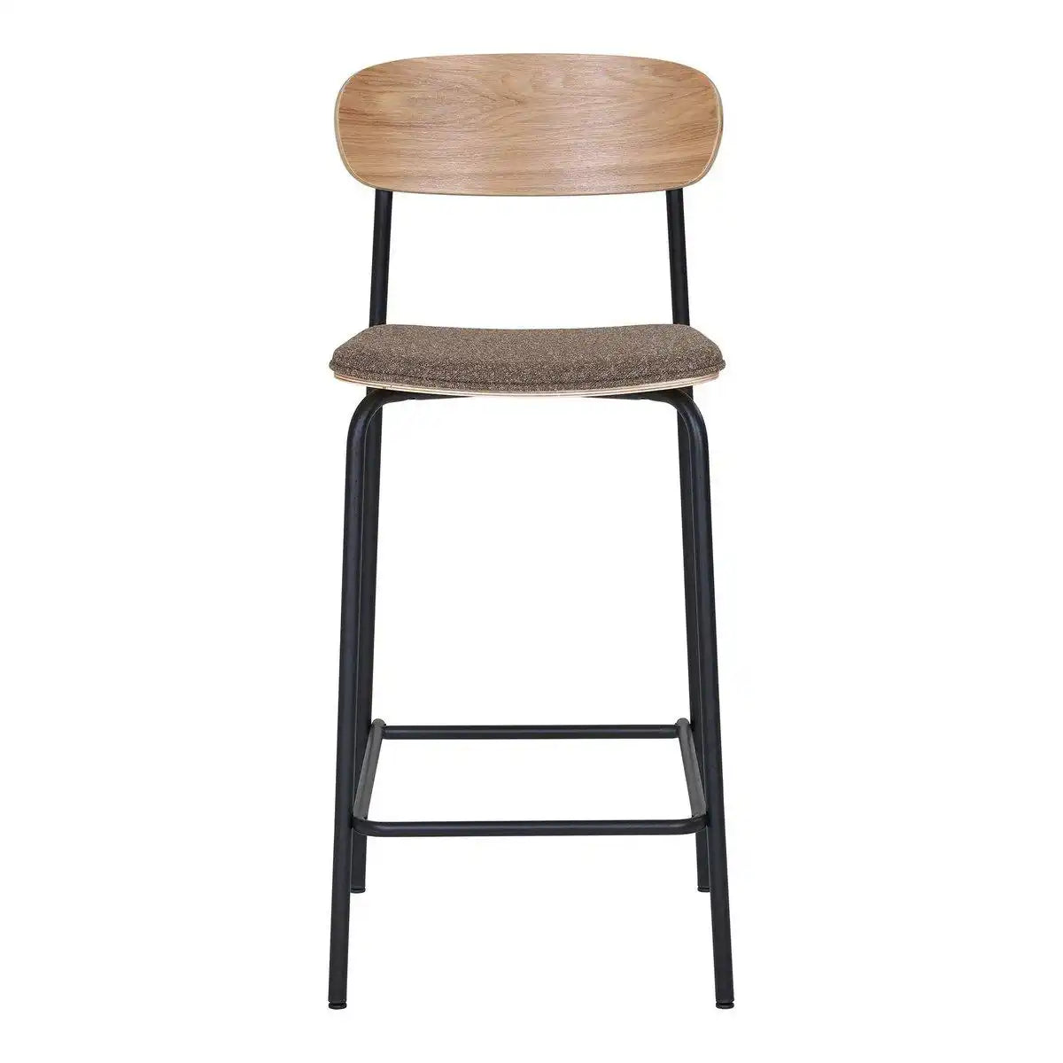 Estepona Counter Chair – Natur/Braun/Schwarz, Stahl, Polyester, Sperrholz, 49 x 42,5 x 95 cm – 2er-Set - HomeDesign Knaus