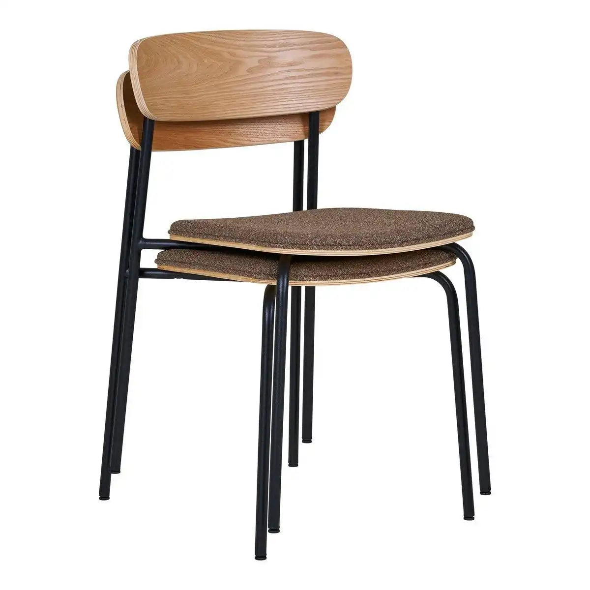 Estepona Esszimmerstuhl – Natur/Braun/Schwarz, 51 x 47 x 77 cm – 2er-Set - HomeDesign Knaus