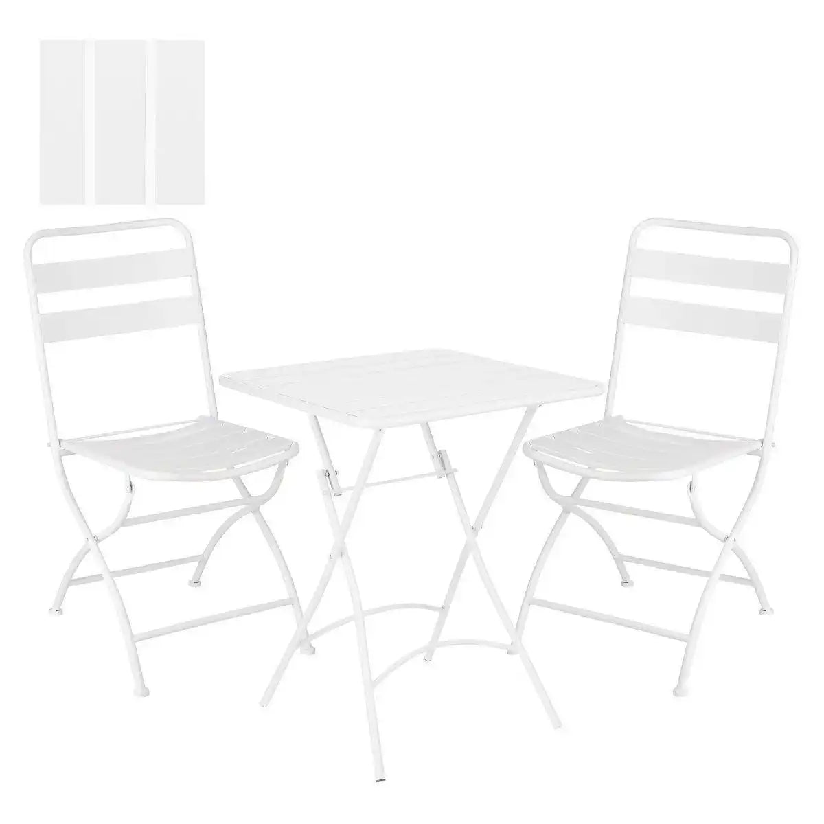 Evita Bistro-Set – 3-teilig – Metall – Weiß - HomeDesign Knaus