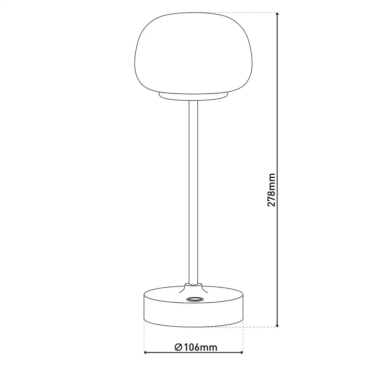 LED Akku-/ Tischleuchte "PINA" 30 cm hoch, aus Metall (weiß) und Glas (weiß), integrierte LEDs, warmweiß